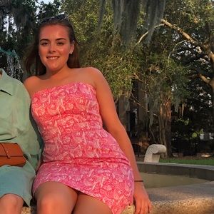 Vineyard Vines pink seashell strapless dress